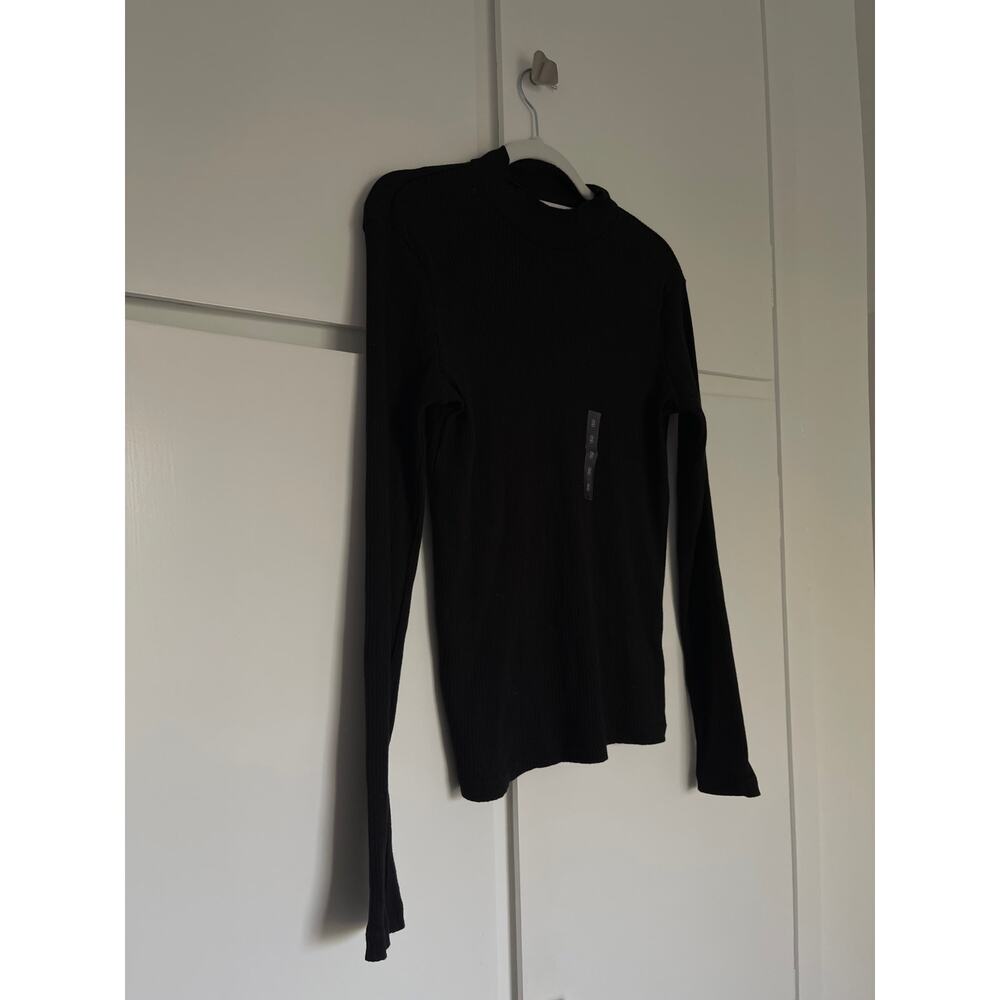 Uniqlo — Black Ribbed High Neck T-Shirt Long Sleeve — Women's Size Small NWT NEW - Picture 5 of 16